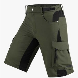 Men's Green Tactical Cargo Hiker Shorts with Padded Underwear